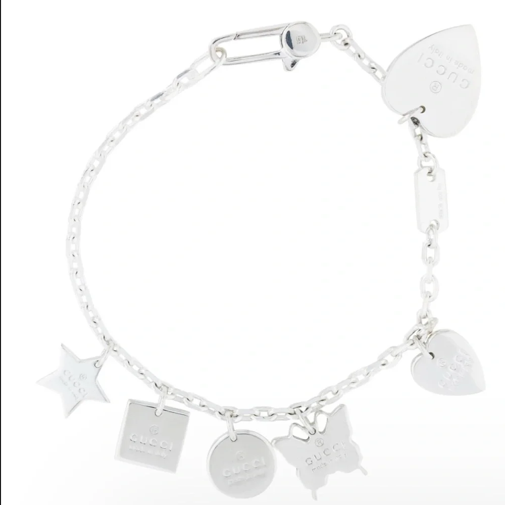 Gucci Trademark Silver Engraved Charm Bracelet - Picture 4 of 8